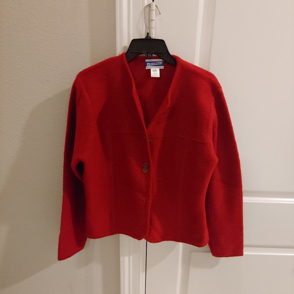Pendleton Virgin Wool Sweater Jacket Size Medium - image 1